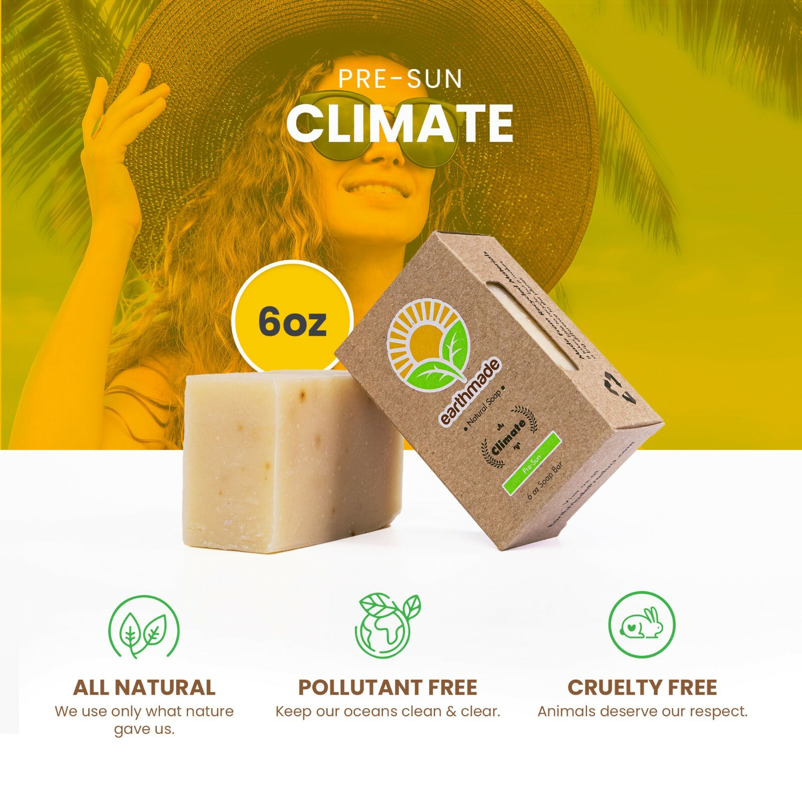Earthmade Climate Sunscreen Soap, All-natural Body Soap and Defense Bodywash