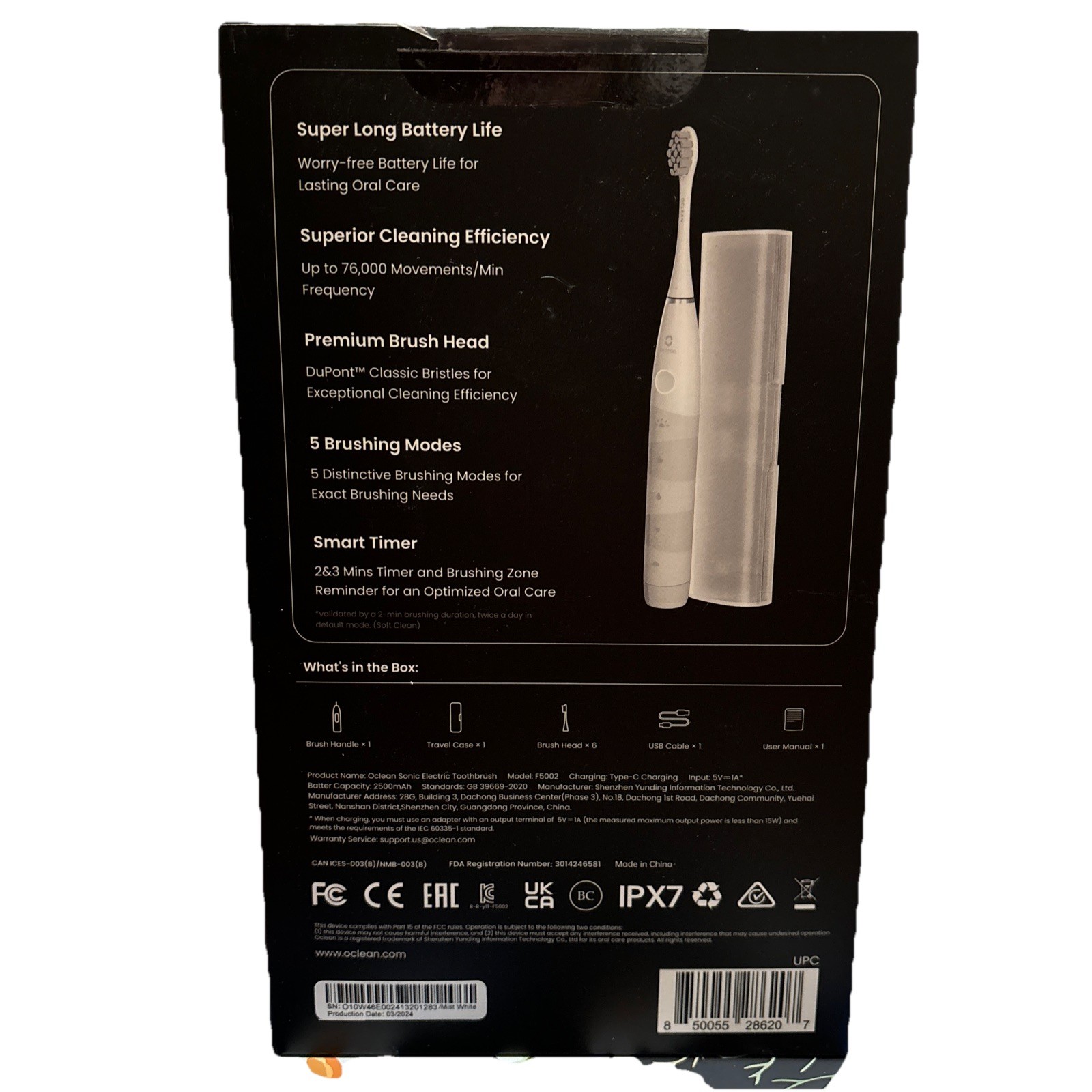 ADULT SONIC ELECTRIC TOOTHBRUSH WITH 150-DAY BATTERY LIFE USB RECHARGEABLE