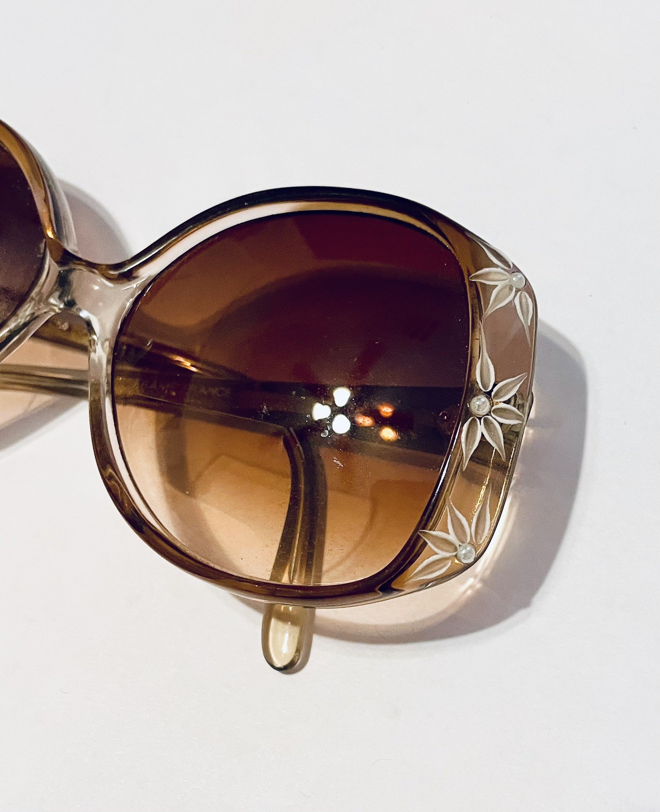 Rare Vintage Designer FRANCE Carved Flower & Pearls Oversized Eyeglasses Frames