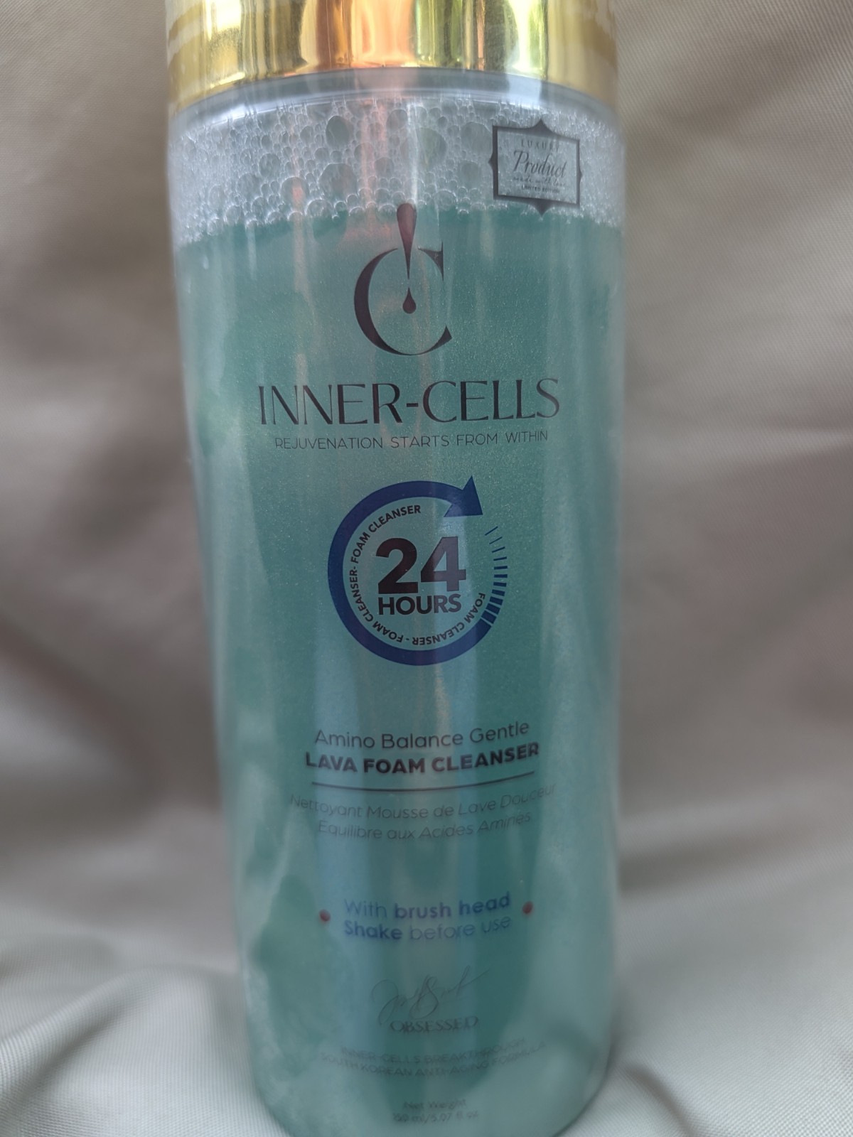 INNER-CELLS Amino Balance Gentle Lava Foam Face Cleanser w/ Brush 5.07oz