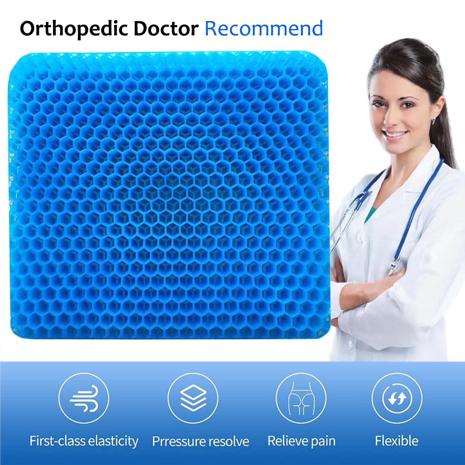 Extra Thick Gel Seat Cushion for Pain Relief – Wheelchair, Office, Car & Home Us