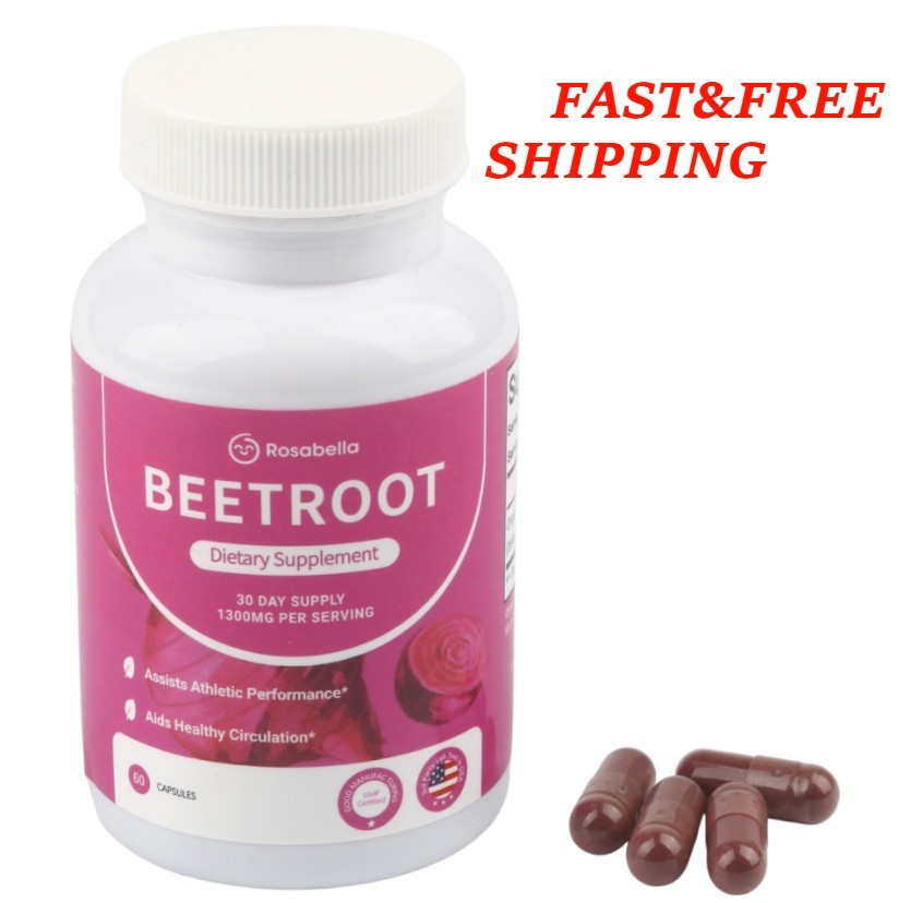 2BOTTLES-Capsules Rosabella Supports Blood Pressure 60Ct Organic BeetRoot Powder