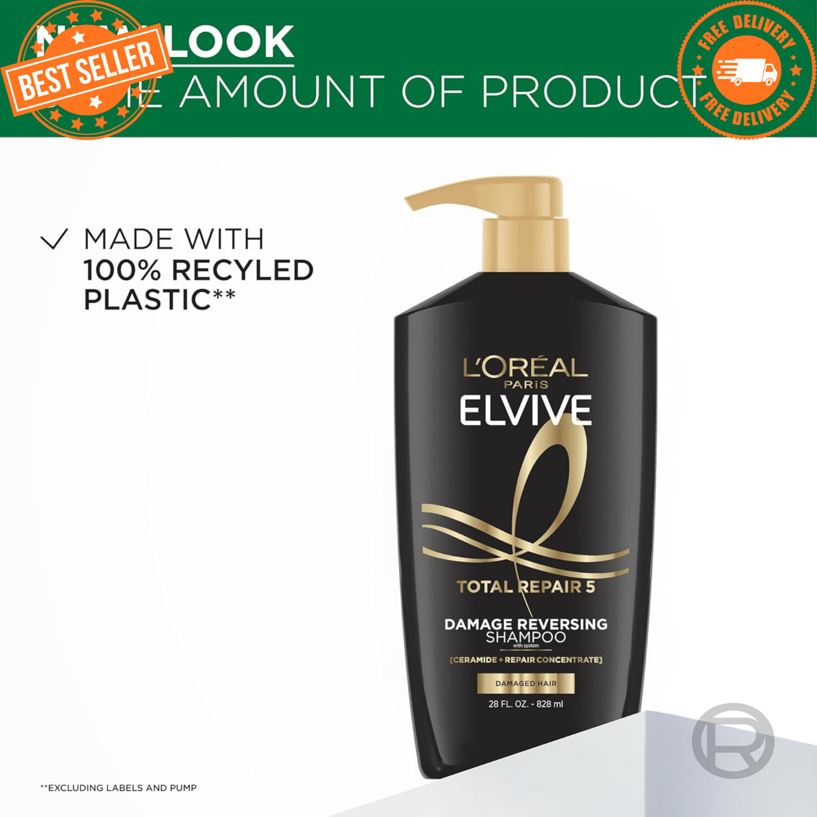 L’Oreal Elvive Total Repair 5 Shampoo Damaged Hair Protein Ceramide 28oz NEW