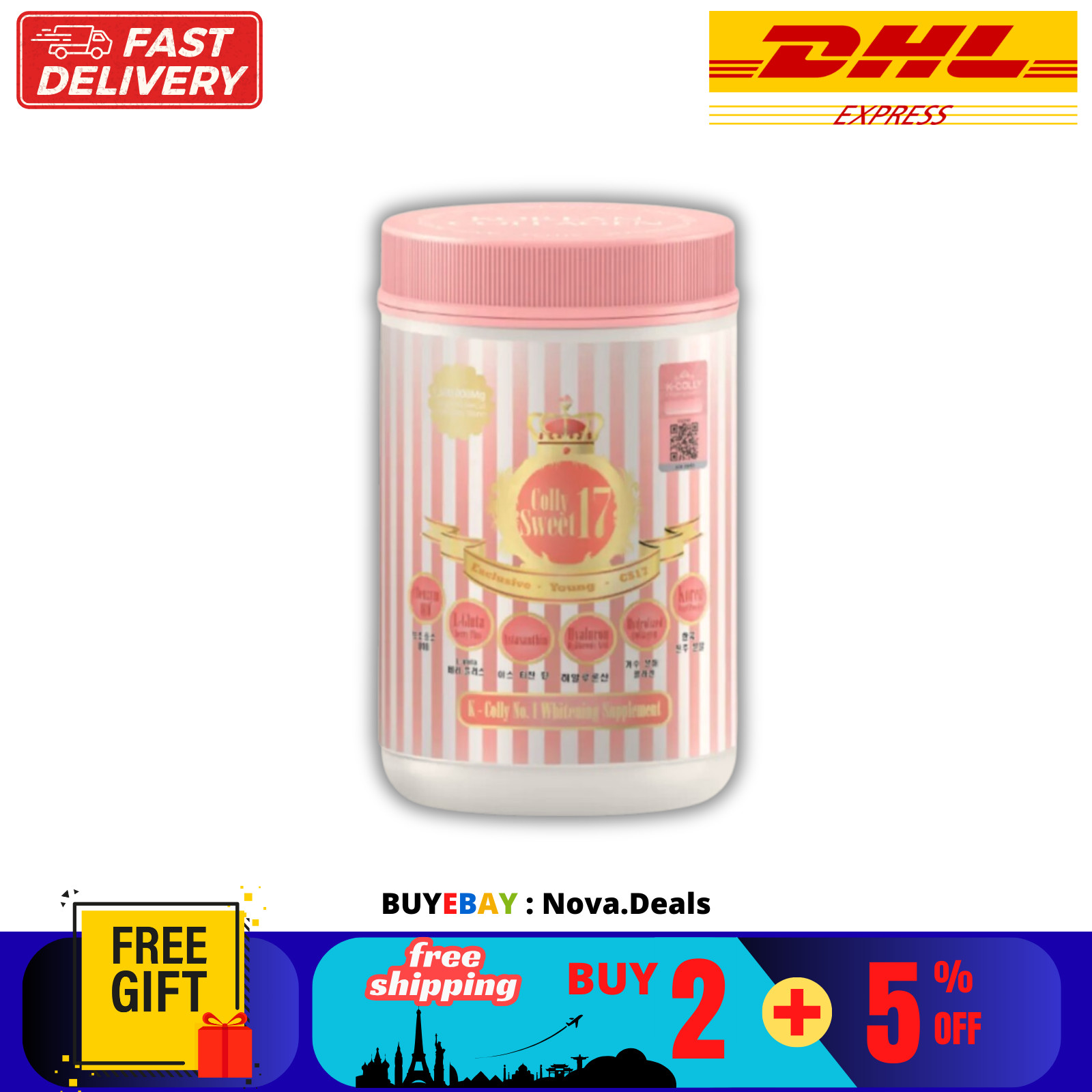 1 X K-COLLY SWEET17 Korean Nano Collagen Drink Advance Triple Whitening Skin 20s