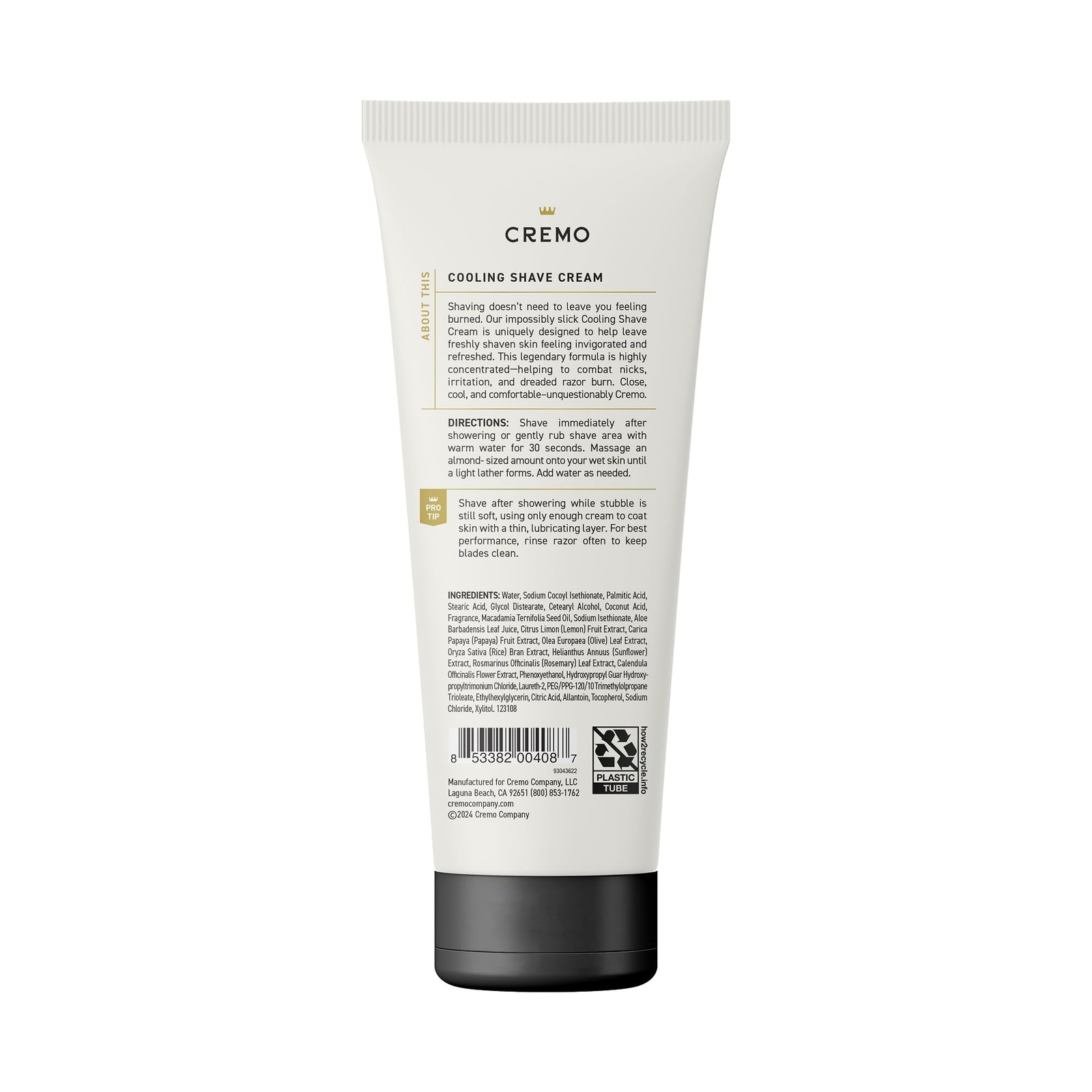 Cremo Cooling Shave Cream, 6 fl oz 6 Ounce (Pack of 1), Does Not Apply