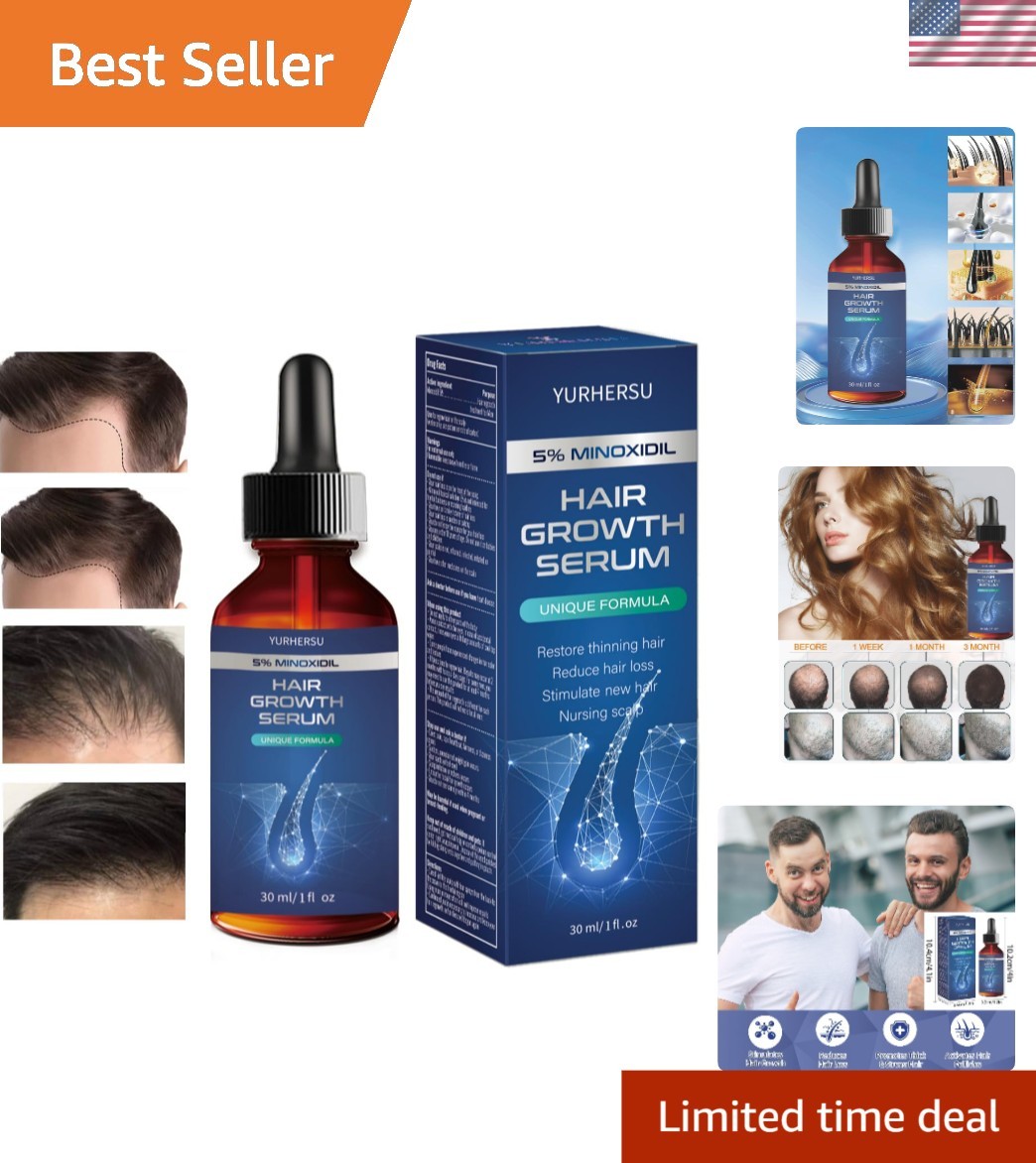 Dual Action Hair Growth Serum: 5% Minoxidil for Beard & Scalp Treatment – 30 ml