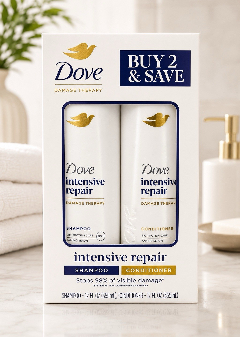 Dove Damage Therapy Intensive Repair Shampoo & Conditioner Set 12 fl oz