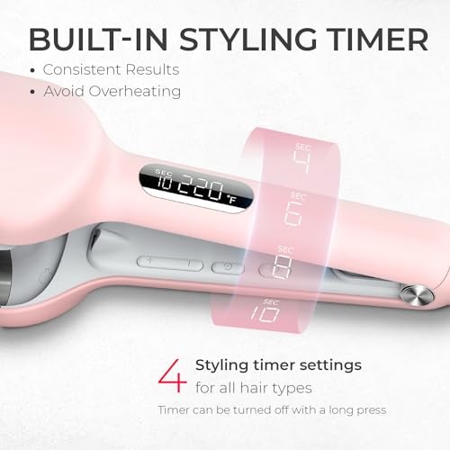 ROVY Beach Waves Curling Iron Hair Crimper Waver – 1.25 Inch Pink
