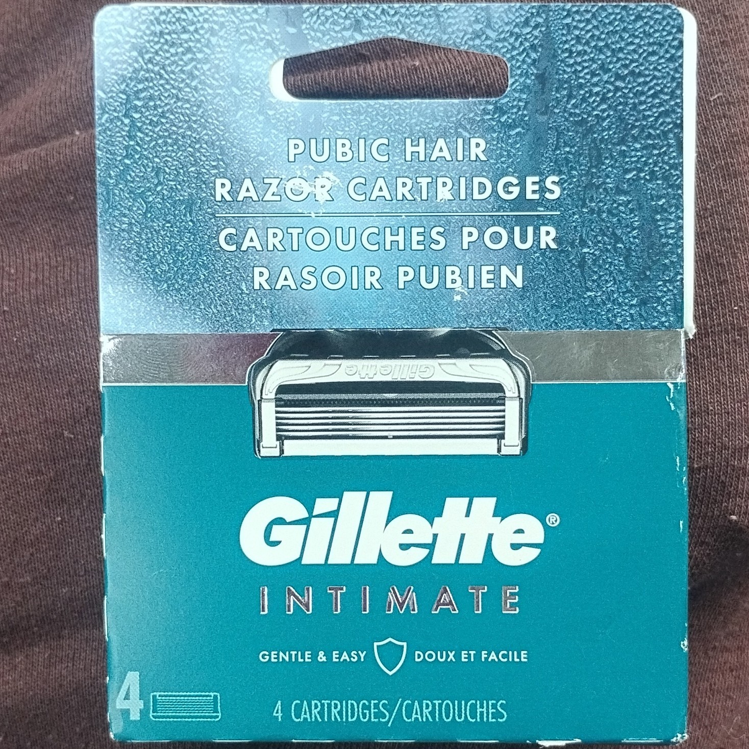Gillette Intimate Pubic Hair Razor Cartridges 4 Count Refills New 2X Lubrication