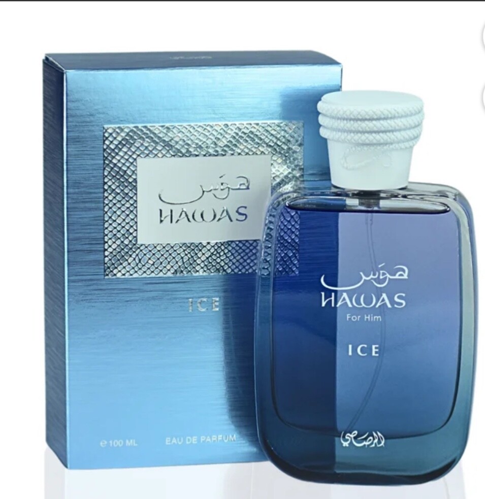 Rasasi Hawas Ice for Men Eau de Parfum Spray 3.4 Oz/100 ml -BRAND NEW SEALED B0X