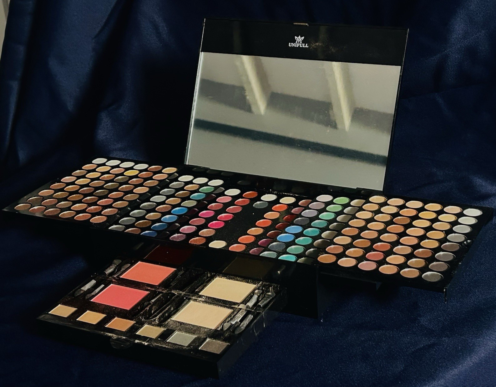 UNIFULL Multicolor Pressed Powder Eyeshadow & Blush Palette Set w/ Mirror