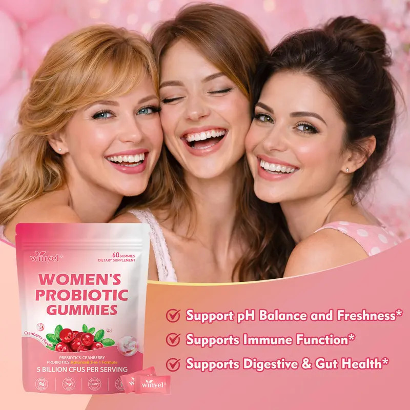 Winyel Women’s Probiotic Gummies Cranberry Flavor 60 Gummies for Body Odor Women