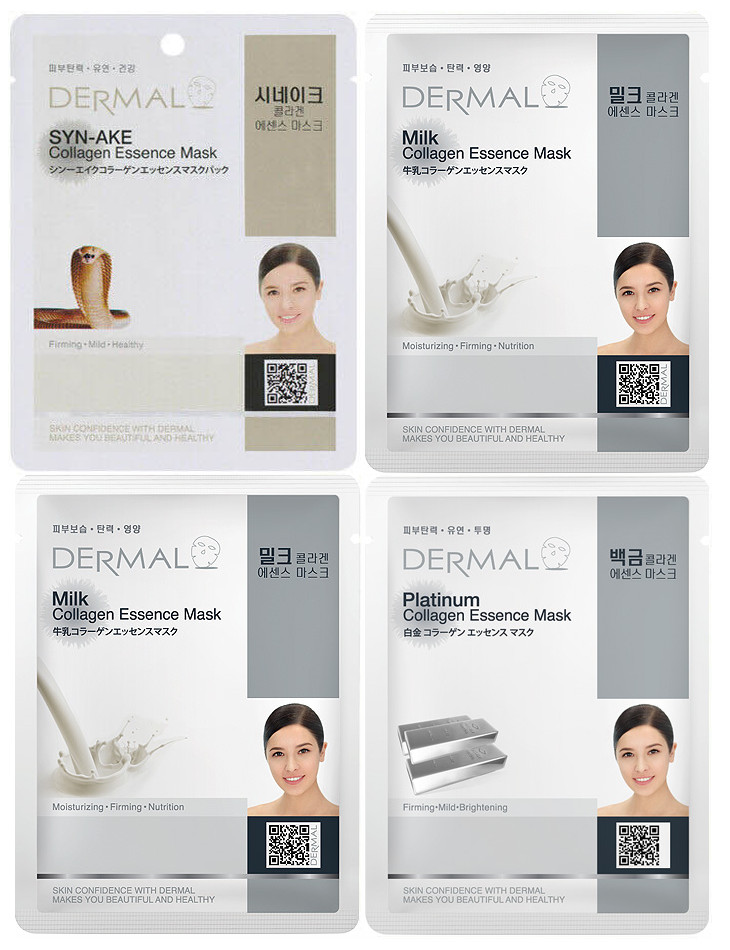Dermal Korea Collagen Essence Full Face Facial Mask Sheet (24 Combo Pack) New