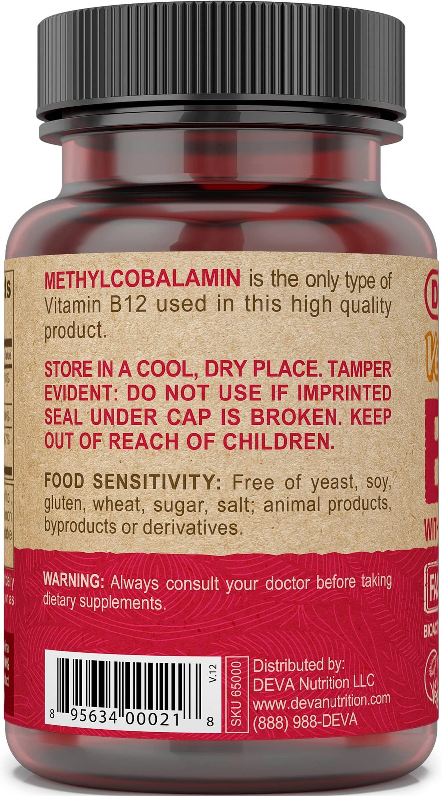 Deva Vegan Vitamin B12 Fast Dissolve Supplement – Once-Per-Day Complex with 1000