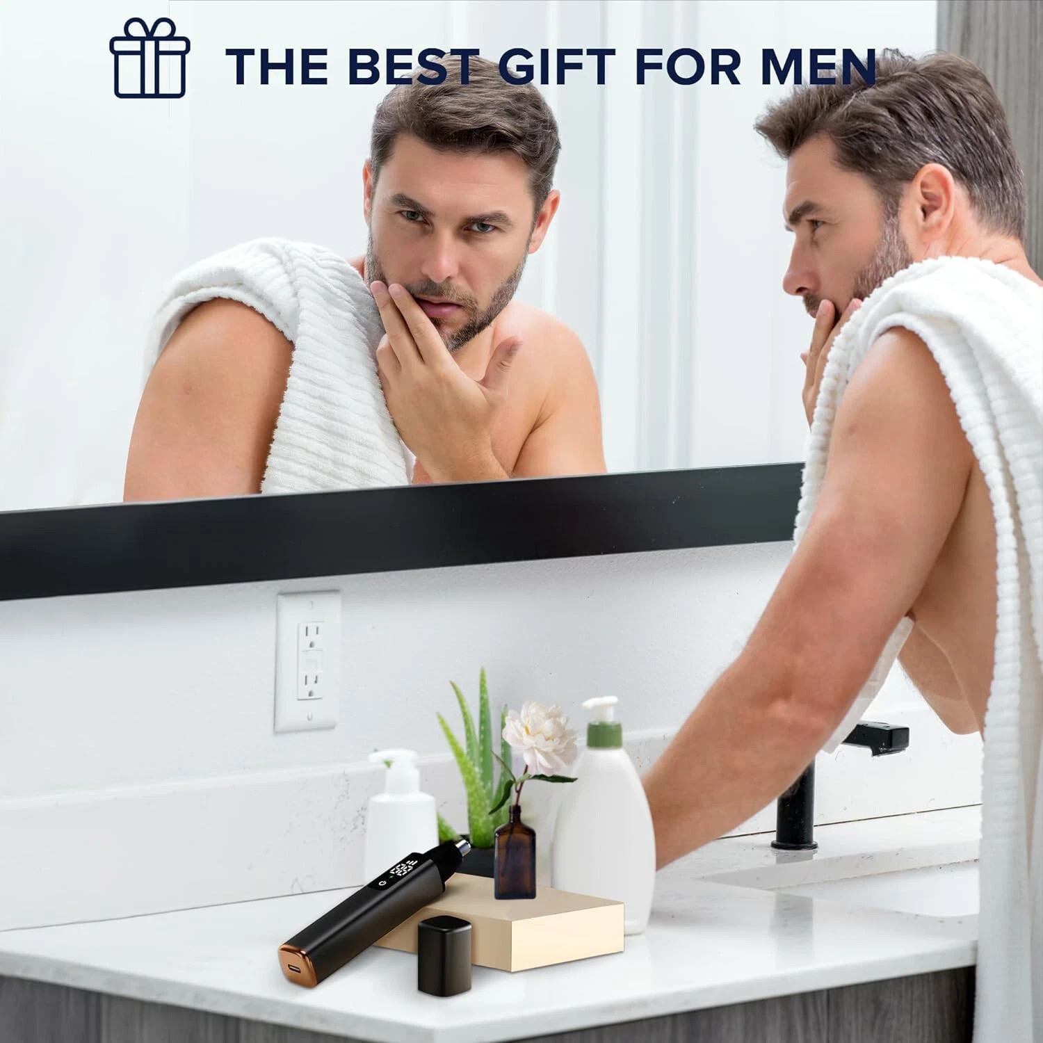 Ear and Nose Hair Trimmer with LED Display USB Rechargeable Nose Hair Remover