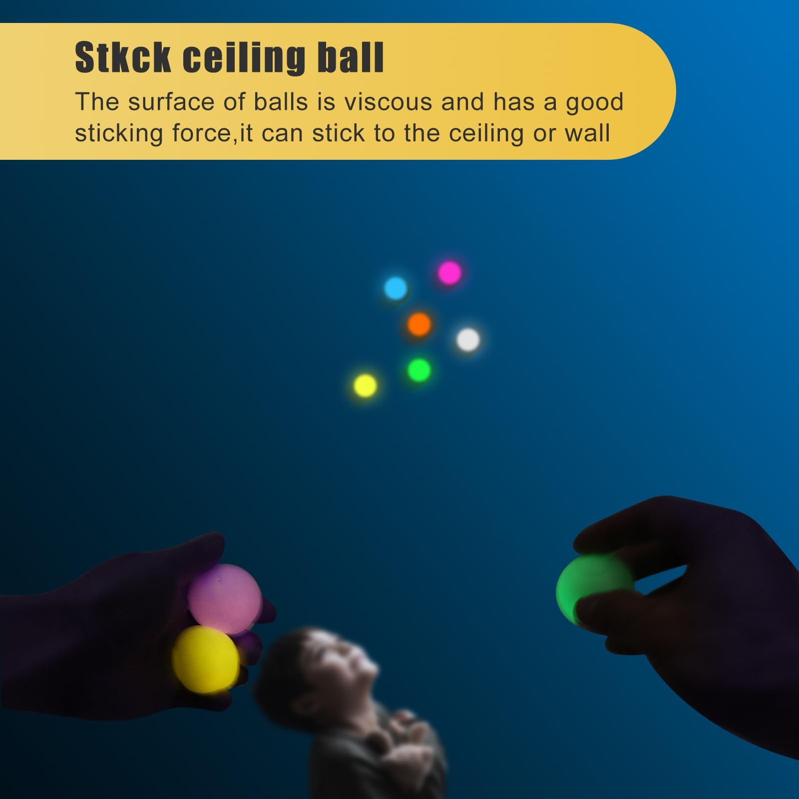 6pcs-2.4in Dream Balls,Glow in The Dark Sticky Balls That Stick to The Ceilin…