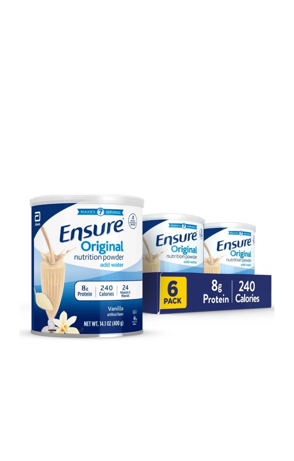 Ensure Original Nutrition Shakes Powder Vanilla 14.1 oz – Pack of 6 Exp 01/26