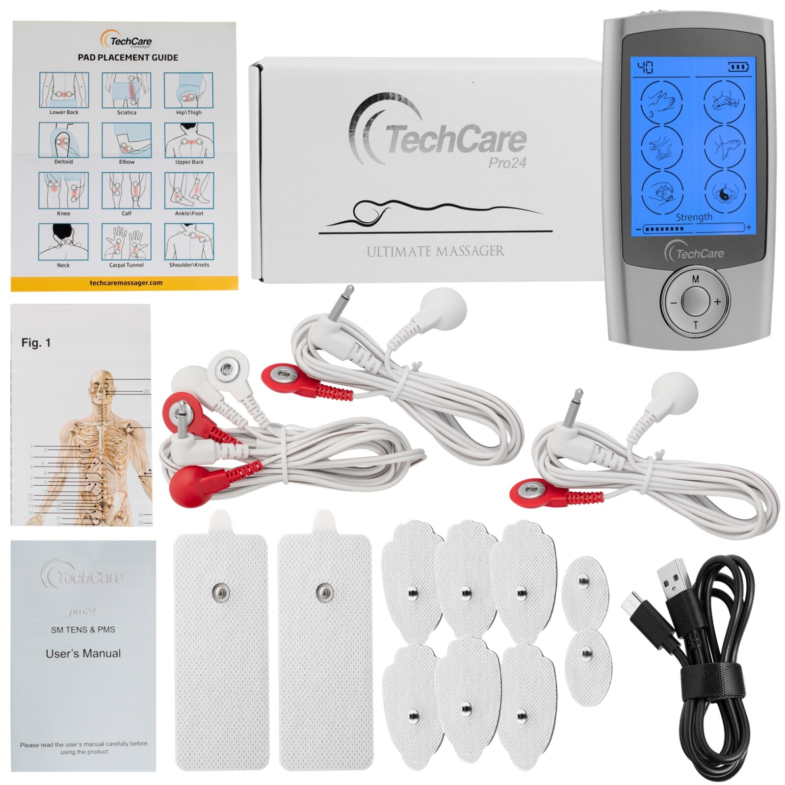 Tens Unit Muscle Stimulator 24 Modes Dual Channel Massager with 10 Pads Slippers