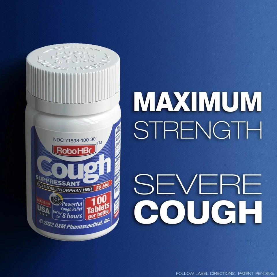 3 PACK Cough Suppressant 100 Tablets 30mg Dextromethorphan HBr EXP 2028