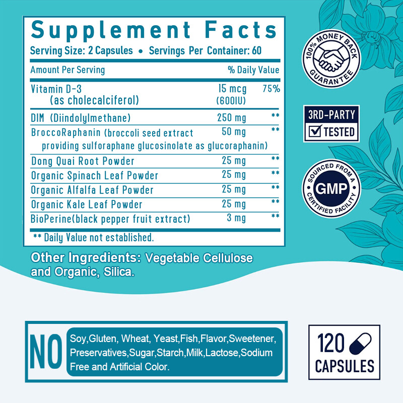 Women’s DIM Complex, Dong Quai + Vitamin D3, Hormone Balance, Weight Support