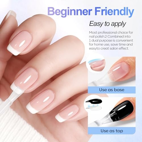 2-in-1 Base & Top Coat Nail Polish, Clear Strengthener, Quick Clear Top Coat