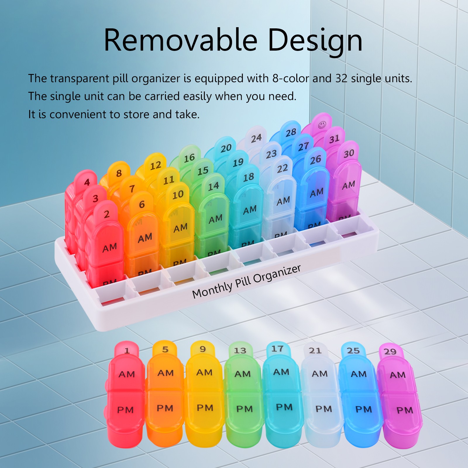 Monthly Pill Organizer 2 Times A Day, 30 Day Medicine Organizer, AM PM Pill Case