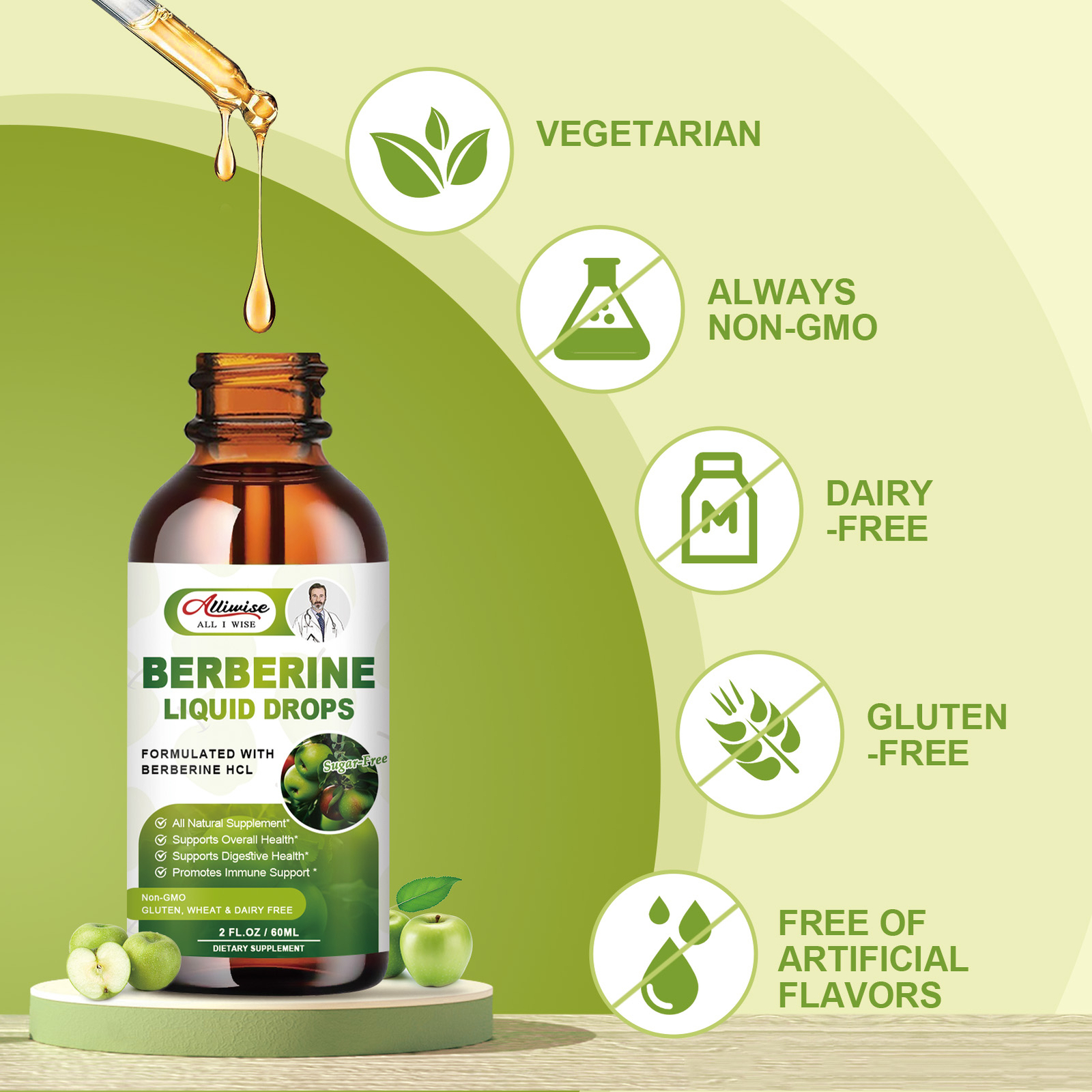 (2 Packs) Berberine Supplement, 1500mg Organic Berberine Liquid Drops 2 fl oz