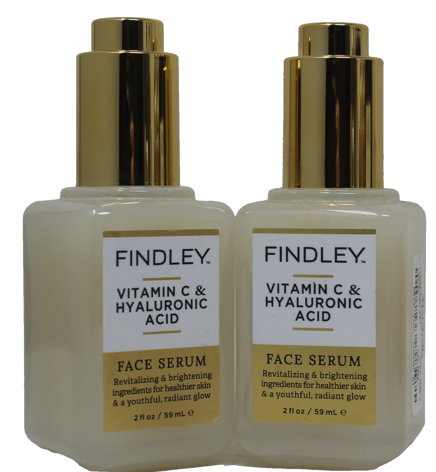 x2 Findley Vitamin C & Hyaluronic Acid Face Serum Animal Cruelty Free 2 oz New