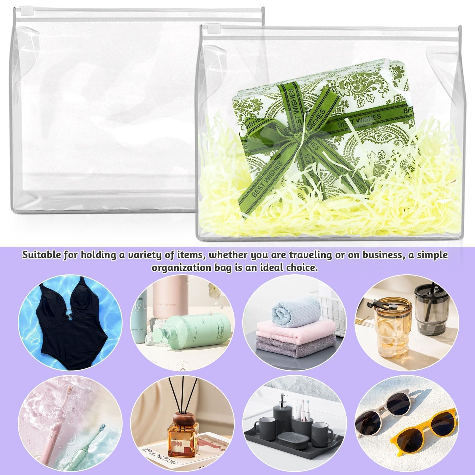 BadenBach 24 PCS Small Clear Makeup Bags, 9.8″ x x 7.1″x 2.6″, clear