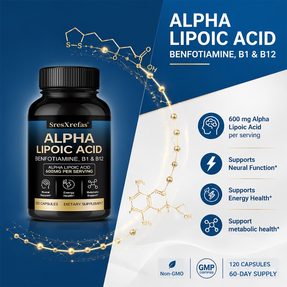 Amino acid 600mg With B1&B12,Brain Health,Cellular Energy&Metabolism 30~120 Caps