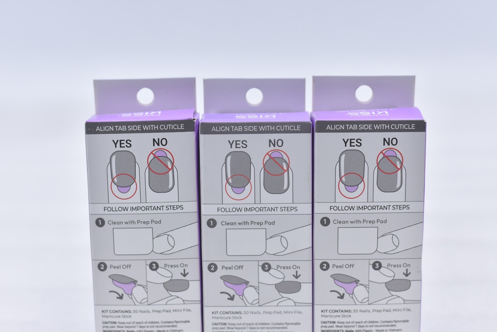 Lot of 3 Kiss Impress Short Evanesce Press-On Nails – 30 Nails