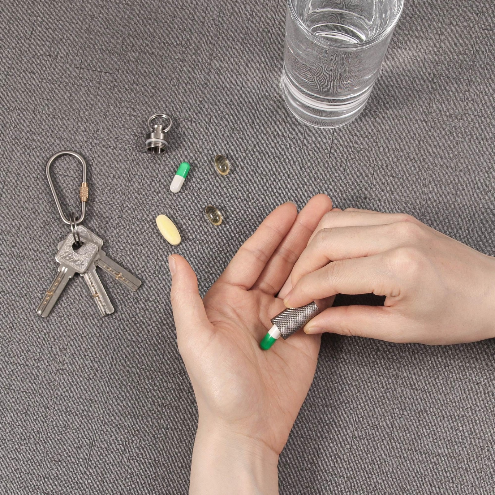 Waterproof Titanium Keychain Pill Holder – Portable Mini Pill Box Case (2 Pack)