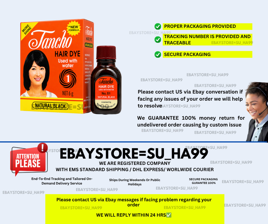 Tancho Hair Dye Powder Natural Black 6g Hair Color Coloring Powder ( X 4 )