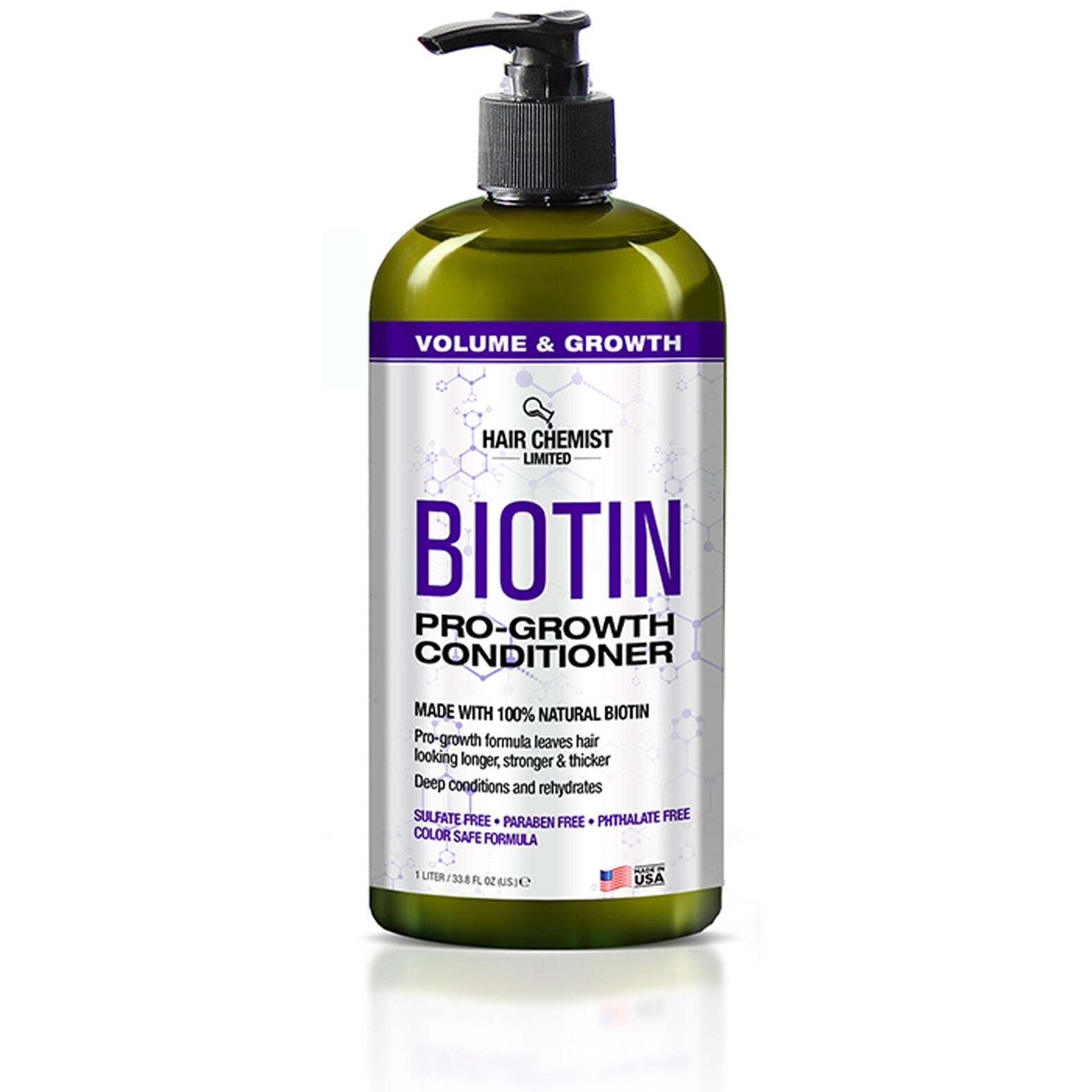 Hair Chemist Biotin Pro-Growth Shampoo & Conditioner Set – Includes 33.8oz Shamp