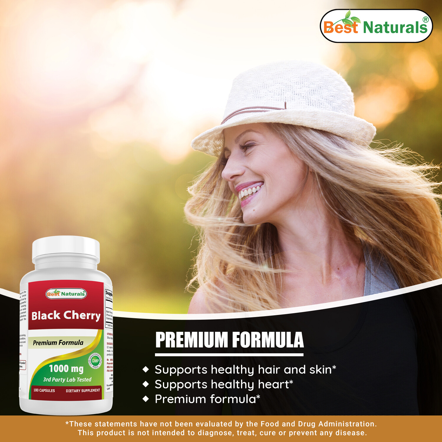 Best Naturals Black Cherry 1000 mg 180 Capsules