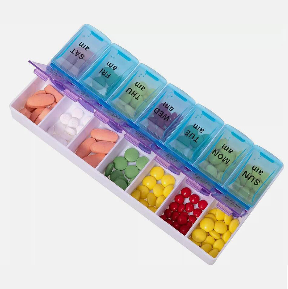 2 Pack Weekly Pill Box Organizer Twice a Day 7 day AMPM Medicine Organizer Case