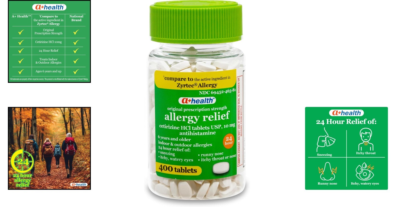 Cetirizine HCl Allergy Relief Tablets – 10mg, 400 Count for Indoor/Outdoor Use