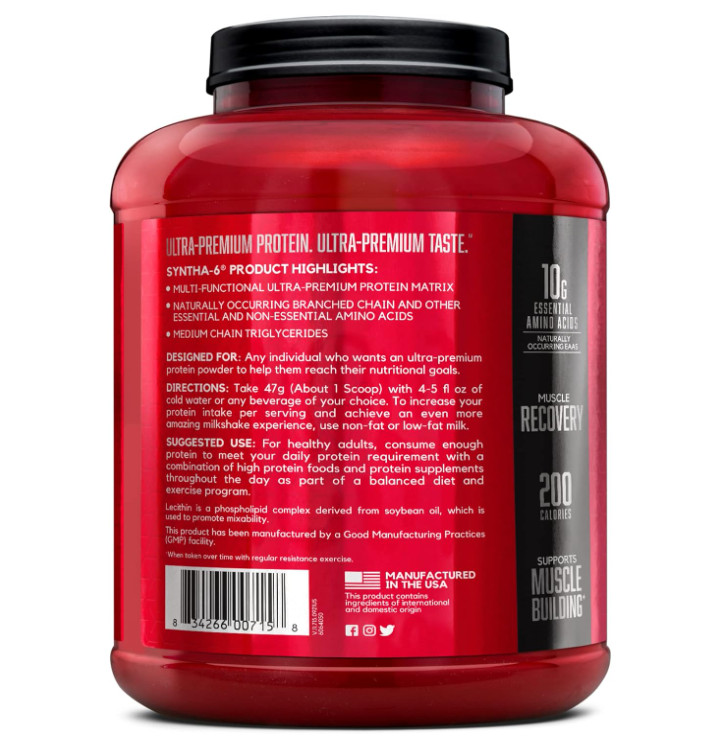 BSN SYNTHA-6 Protein Powder, Strawberry Milkshake, 48 Servings