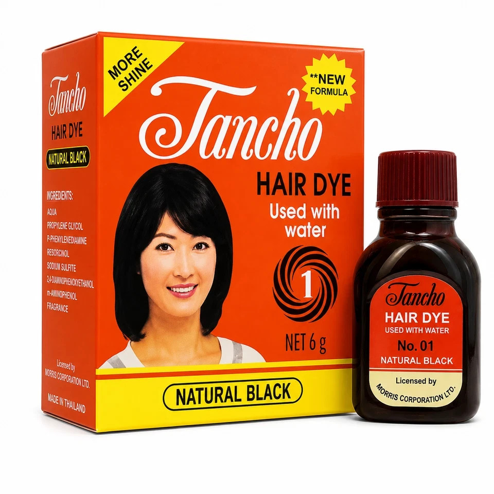 Tancho Hair Dye Powder Natural Black 6g Hair Color Coloring Powder ( X 4 )