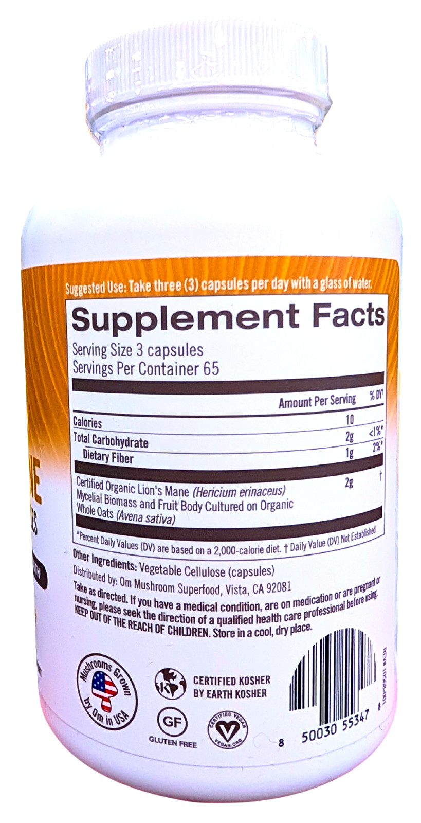Om Mushroom Superfood Lion’s Mane 2000mg Capsules 195 Count