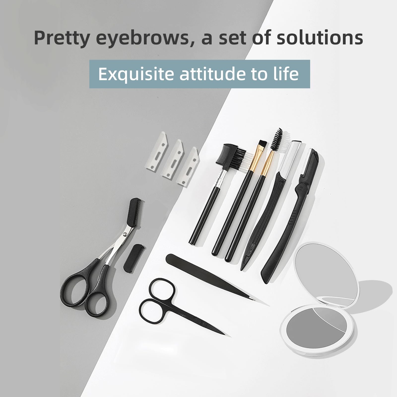 13-in-1 Eyebrow Trimming Kit with Double Magnification Vanity Mirror,…