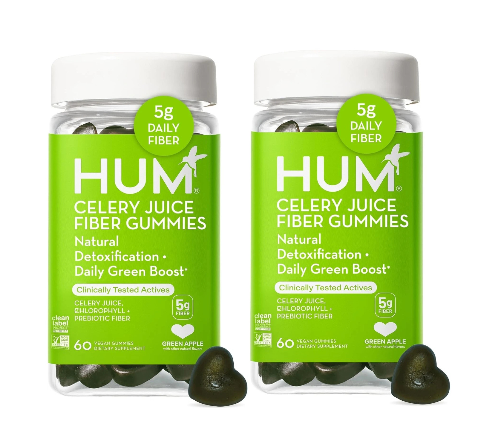 Pack of 2 HUM Celery Juice Fiber Gummies The First Prebiotic Celery Juice Gummy