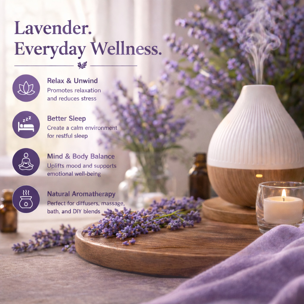 4 fl oz GreenHealth Lavender Essential Oil w/ 3 Free Droppers