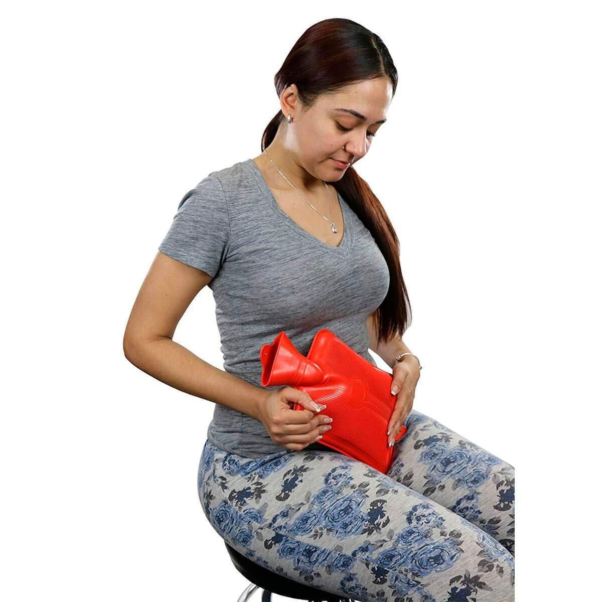 Classic Red Rubber Hot Water Bottle, Compress, Pain 8″ x 1″ x 6″, red