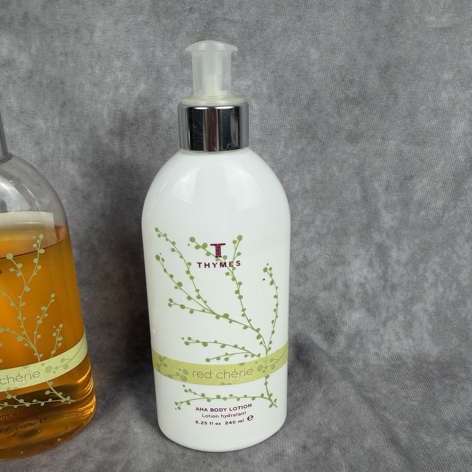 Thymes Red Cherie Body Wash & AHA Body Lotion Set 8.25 oz Vtg Discontinued HTF