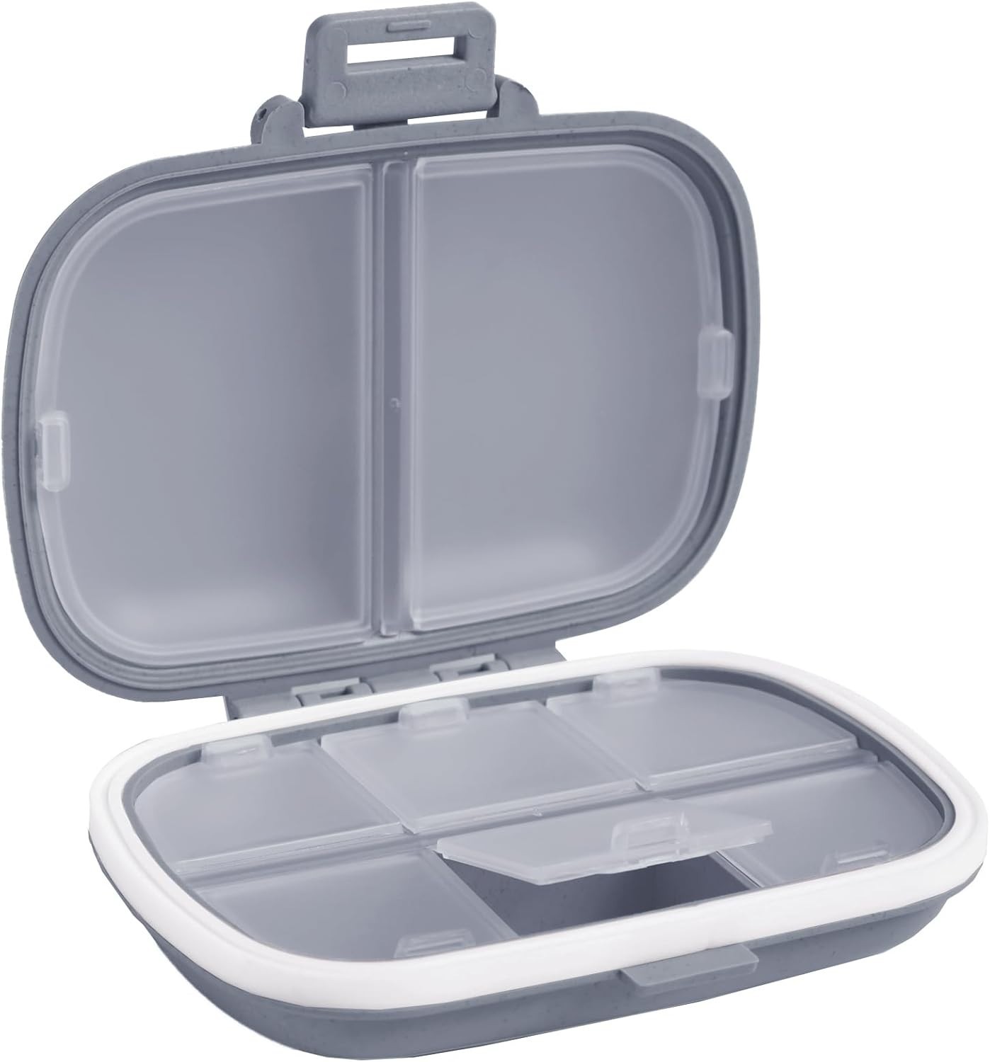 Compact 8-Compartment Pill Case with Double Lock – Secure Travel Medicine Box