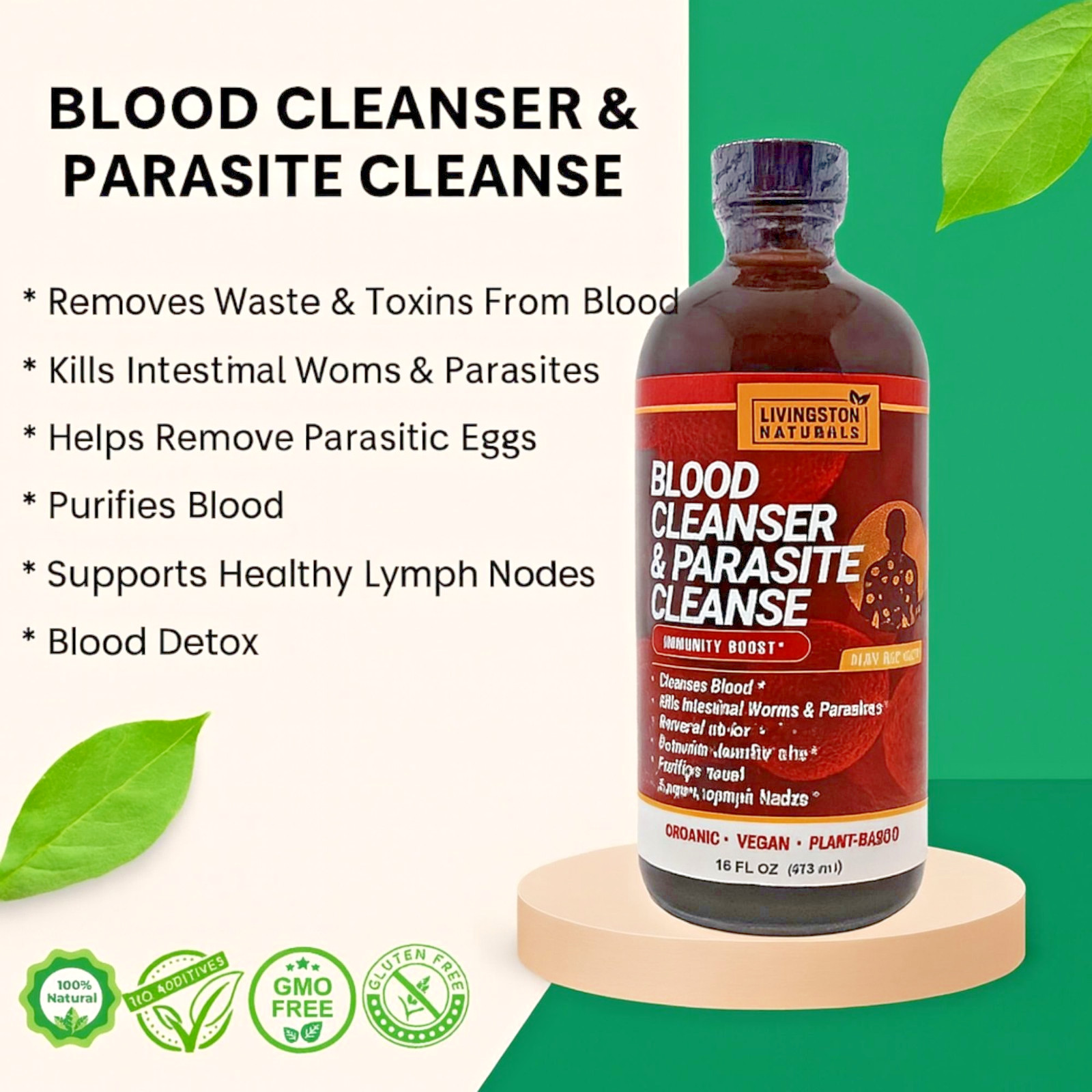 Organic BLOOD CLEANSER & PARASITE CLEANSE By Livingston Natural Herbal Lab