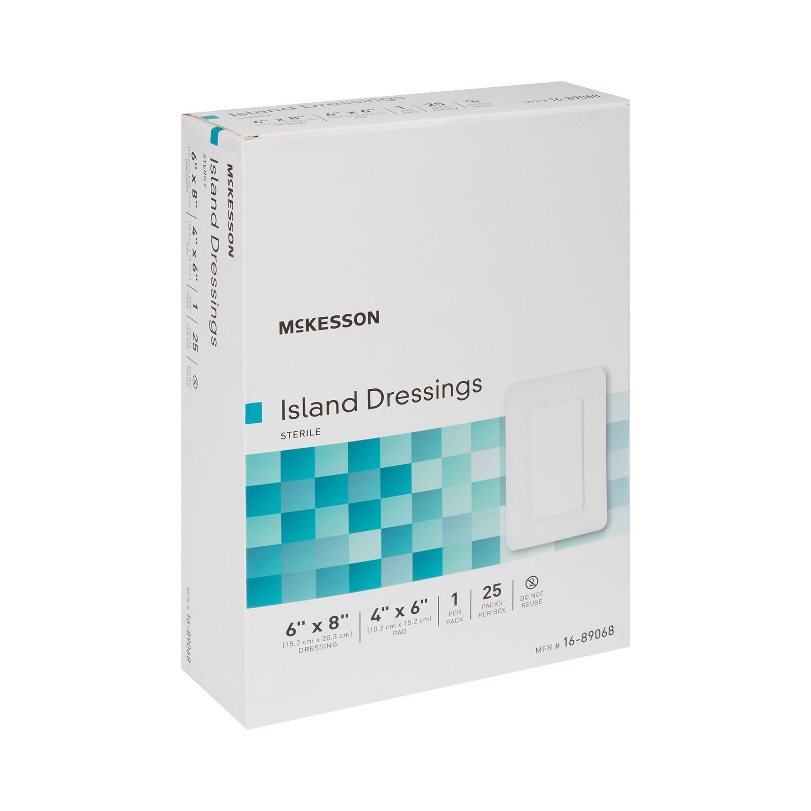25 McKesson Adhesive Island Dressings Rectangle 6X8 Polypropylene Rayon 16-89068