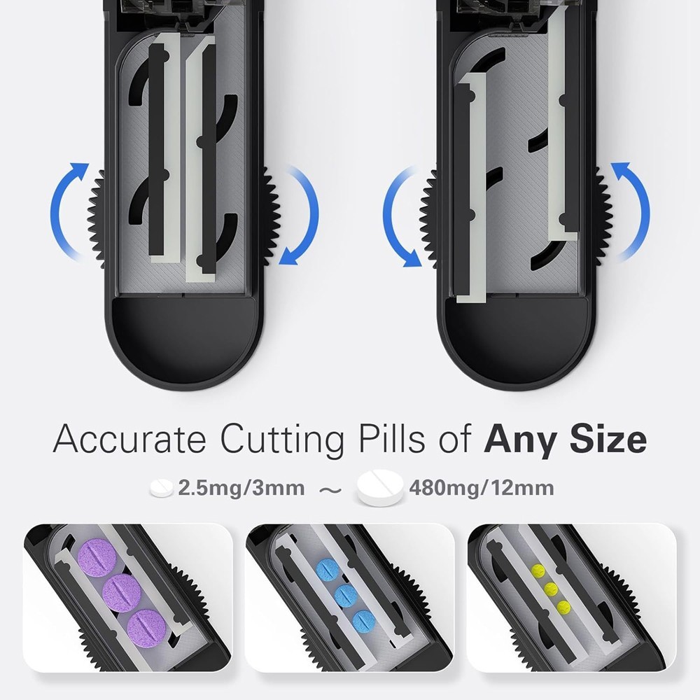Pill Cutter Tablet Splitter Adjustable for Small & Large Pills Fast Easy Cut