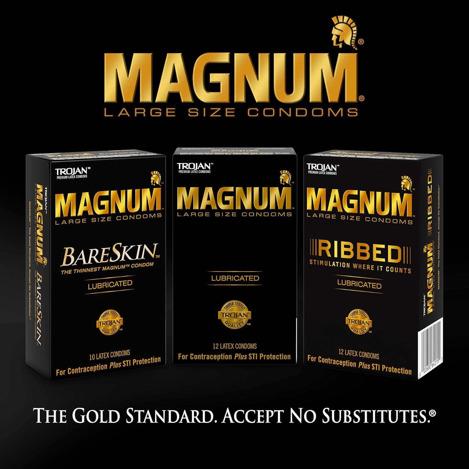 Trojan Magnum Thin Condoms Large Size Lubricated Latex 12 Count NEW